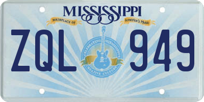 MS license plate ZQL949