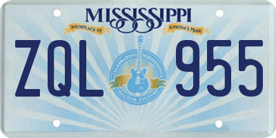 MS license plate ZQL955