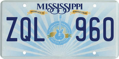 MS license plate ZQL960