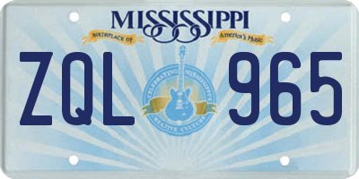 MS license plate ZQL965