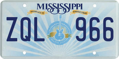 MS license plate ZQL966