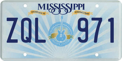 MS license plate ZQL971