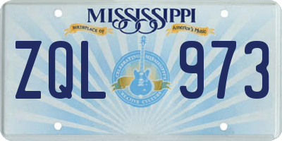 MS license plate ZQL973