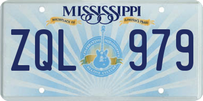 MS license plate ZQL979