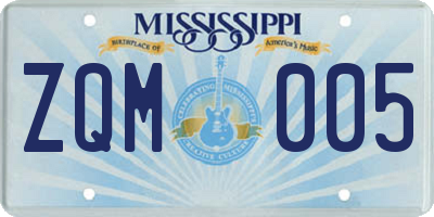MS license plate ZQM005