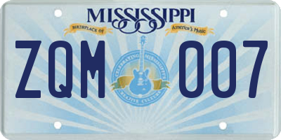 MS license plate ZQM007