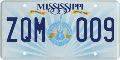 MS license plate ZQM009