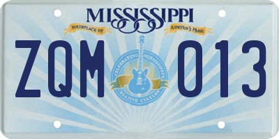 MS license plate ZQM013