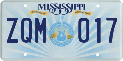 MS license plate ZQM017