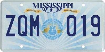 MS license plate ZQM019