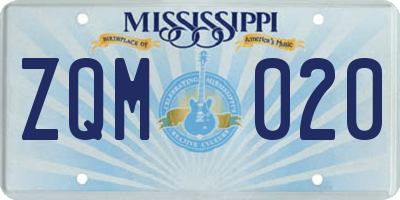 MS license plate ZQM020