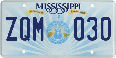 MS license plate ZQM030