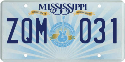 MS license plate ZQM031