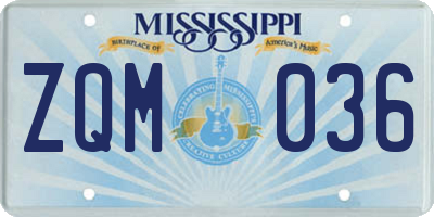 MS license plate ZQM036