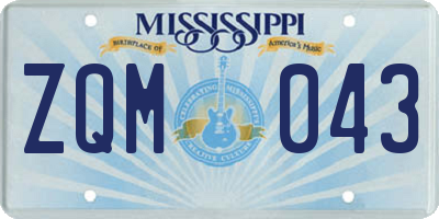 MS license plate ZQM043