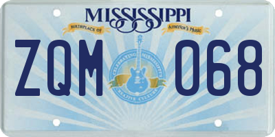 MS license plate ZQM068