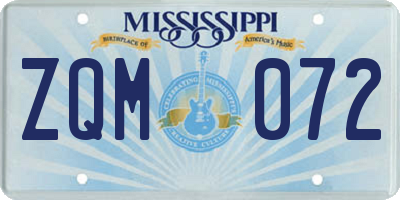 MS license plate ZQM072