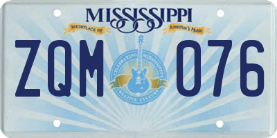 MS license plate ZQM076