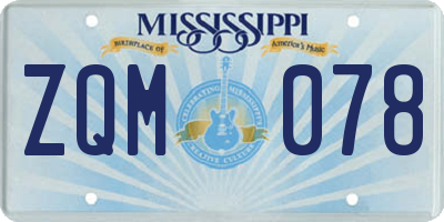 MS license plate ZQM078