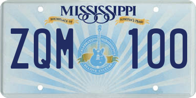 MS license plate ZQM100