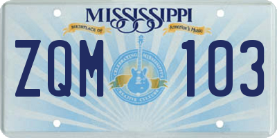 MS license plate ZQM103