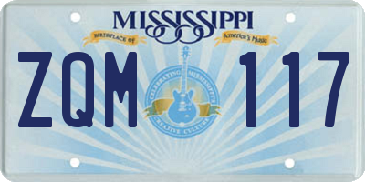 MS license plate ZQM117