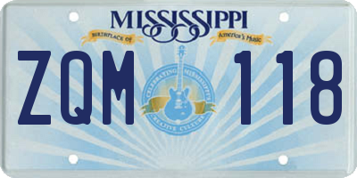 MS license plate ZQM118