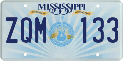 MS license plate ZQM133