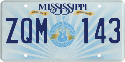 MS license plate ZQM143