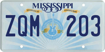 MS license plate ZQM203