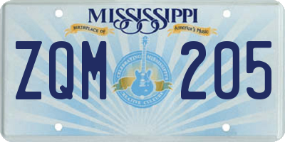 MS license plate ZQM205