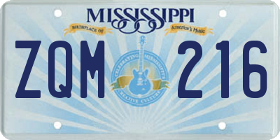 MS license plate ZQM216