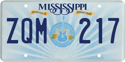 MS license plate ZQM217