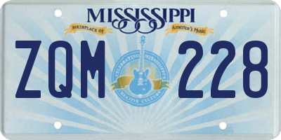 MS license plate ZQM228