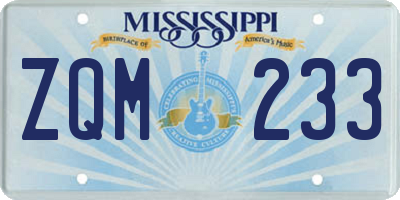 MS license plate ZQM233