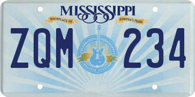 MS license plate ZQM234