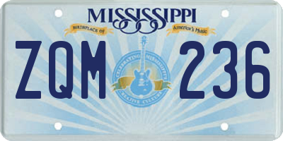 MS license plate ZQM236