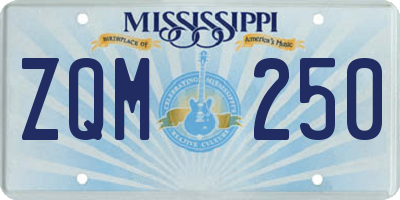 MS license plate ZQM250