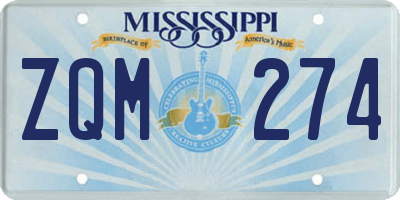 MS license plate ZQM274