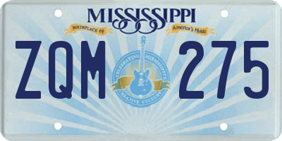 MS license plate ZQM275