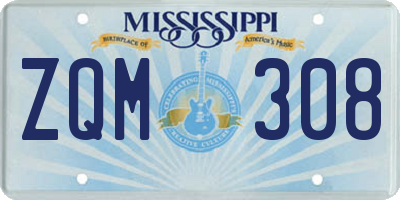 MS license plate ZQM308