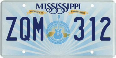 MS license plate ZQM312