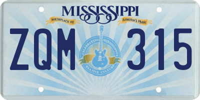 MS license plate ZQM315