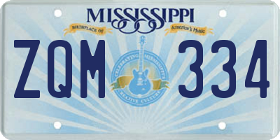 MS license plate ZQM334
