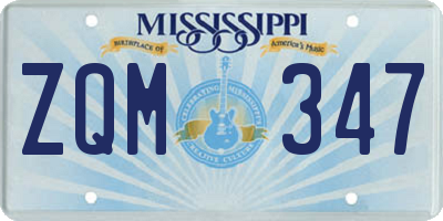 MS license plate ZQM347