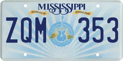 MS license plate ZQM353