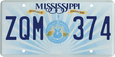 MS license plate ZQM374