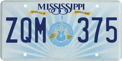 MS license plate ZQM375
