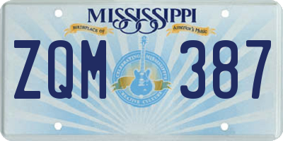 MS license plate ZQM387