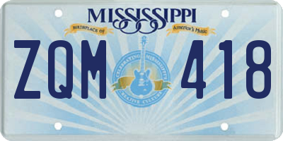 MS license plate ZQM418